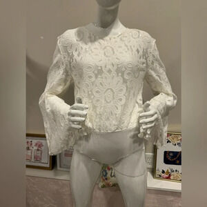 women's flare long sleeve lace body suit intimately free people